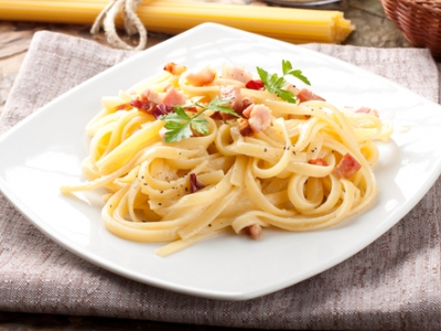 Špagety se slaninou a smetanou (Carbonara)